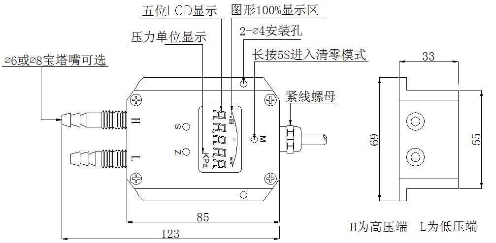 LCD數顯差壓變送器尺寸